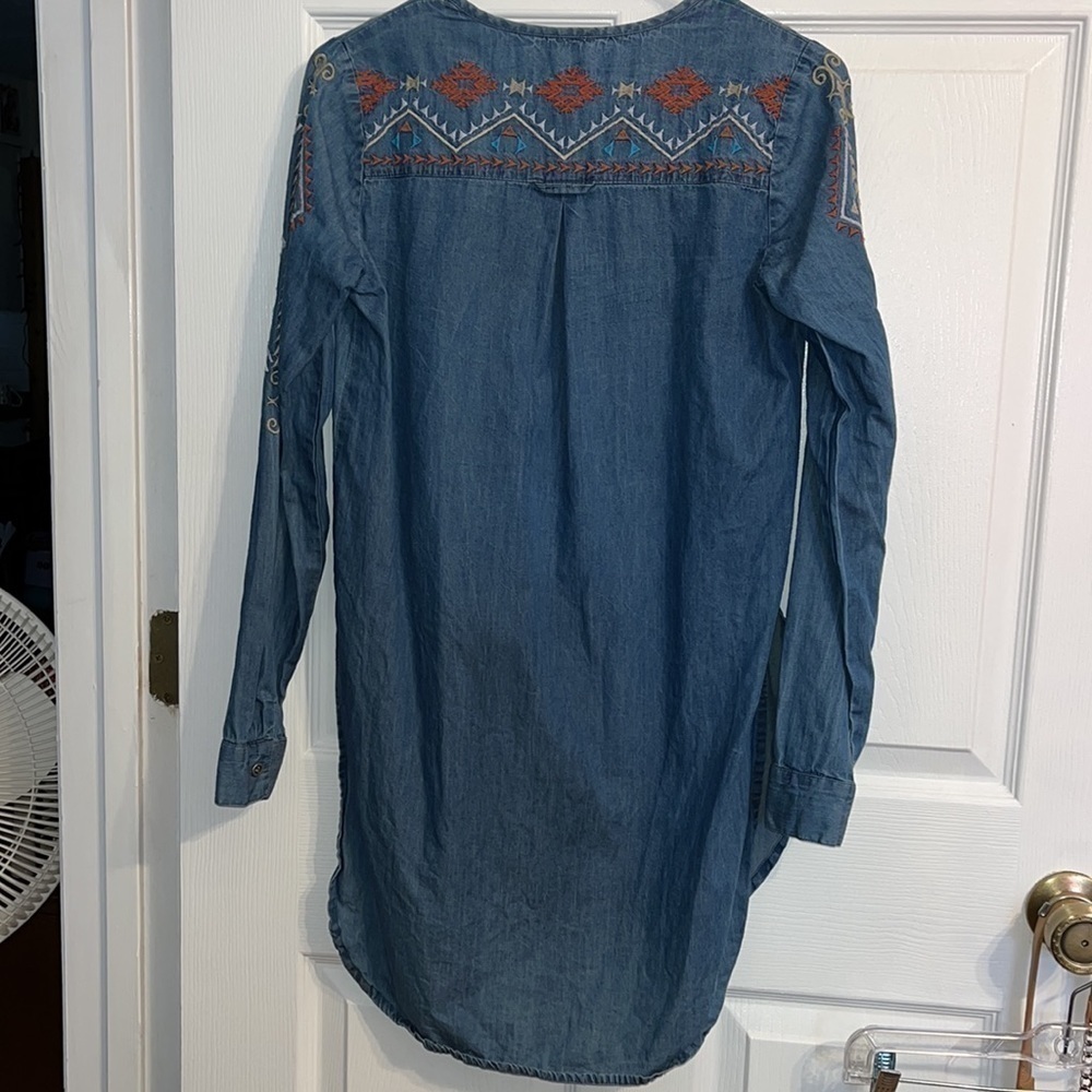 Roper Chambray Top Embroidered LS Tunic Western Small - Picture 5 of 6